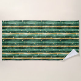 Toalla De Playa Green Gold Shamrock St. Patrick's Day Stripes