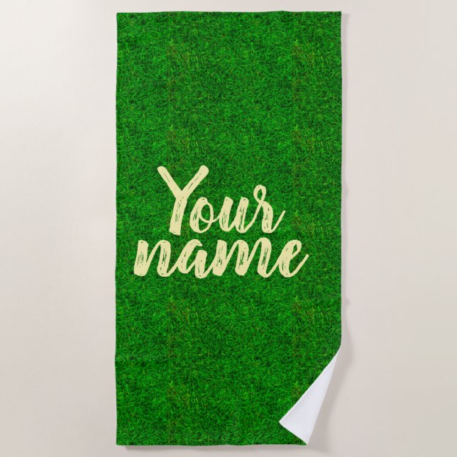 Toalla De Playa Green grass texture from a soccer field (Anverso)