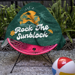 Toalla De Playa Green Groovy Retro Rock The Sunblock Summer Beach