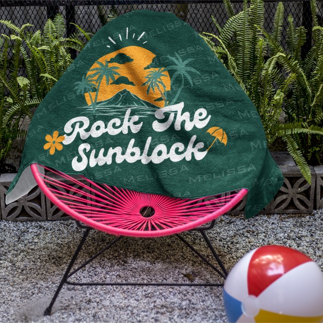 Toalla De Playa Green Groovy Retro Rock The Sunblock Summer Beach (Subido por el creador)