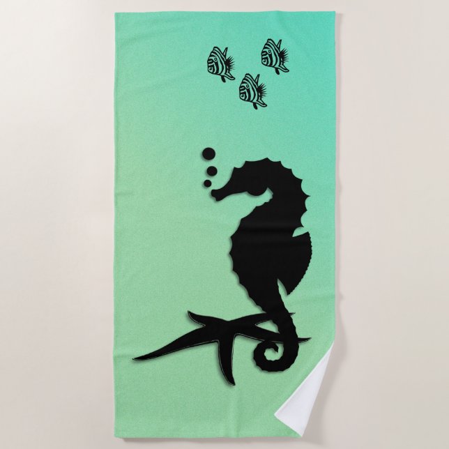 Toalla De Playa Green Sea Horse (Anverso)