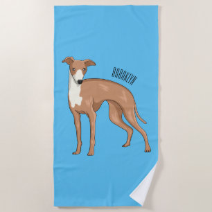 Toalla De Playa Greyhound dog cartoon illustration