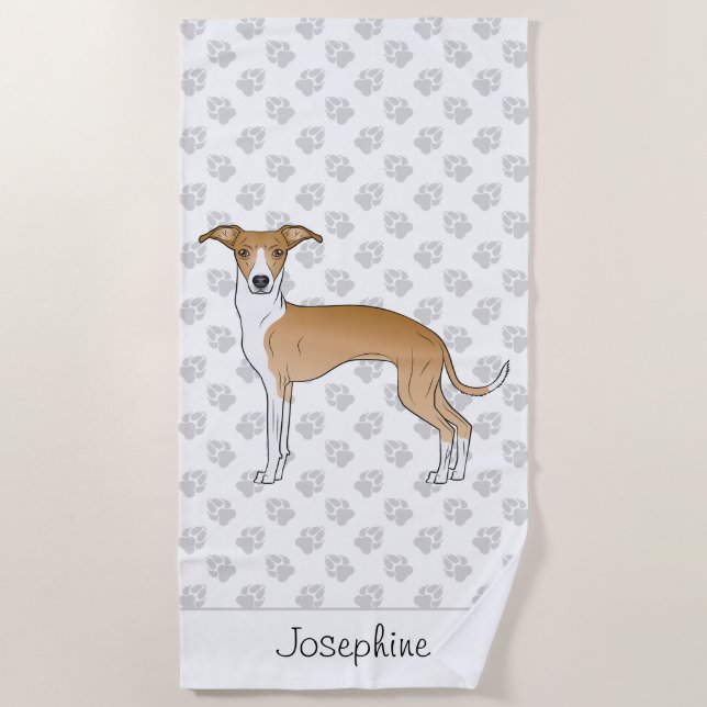 Toalla De Playa Greyhound Italiano Con Nombre Personalizado (Anverso)