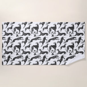 Toalla De Playa Greyhound Marble Silhouettes