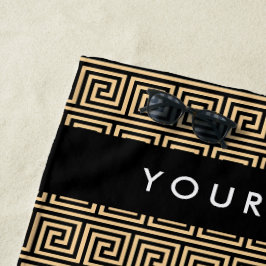 Toalla De Playa Griego Meander Key Brown, Tu Nombre, Personalizar