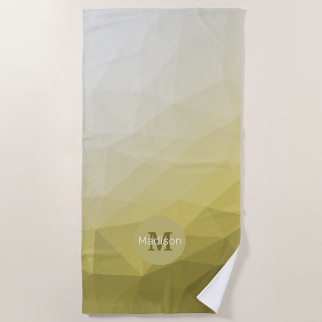 Toalla De Playa Gris Amarillo de malla fresca Modelo Monográfico (Anverso)