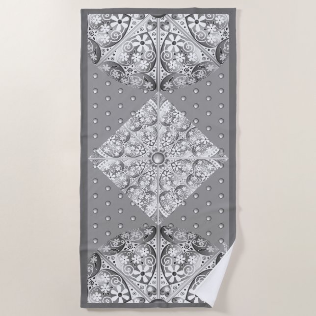 Toalla De Playa Gris de encaje cerámico (Anverso)