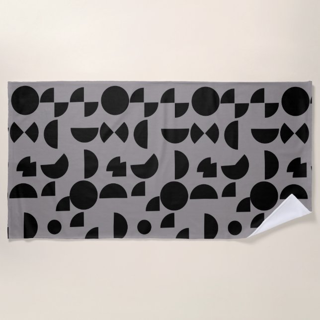 Toalla De Playa Gris negro moderno elegante tribal geométrica (Anverso)