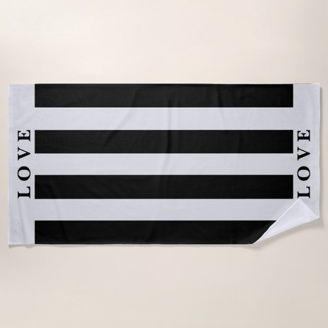 Toalla de playa - Gris y Blanco (Anverso)