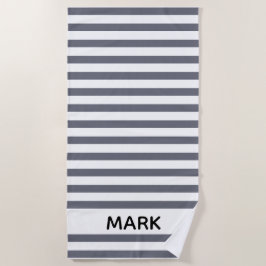 Toalla De Playa Gris Y Blancos En Tiras Personalizadas