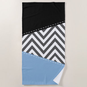 Toalla De Playa Gris Zigzag, Gris Chevron, Zigzag Pattern, Azul