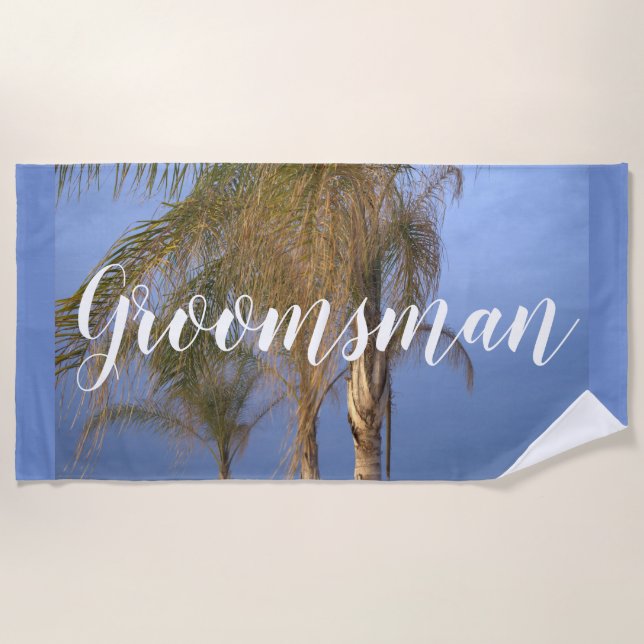 Toalla de playa Groomsman Palm Trees (Anverso)