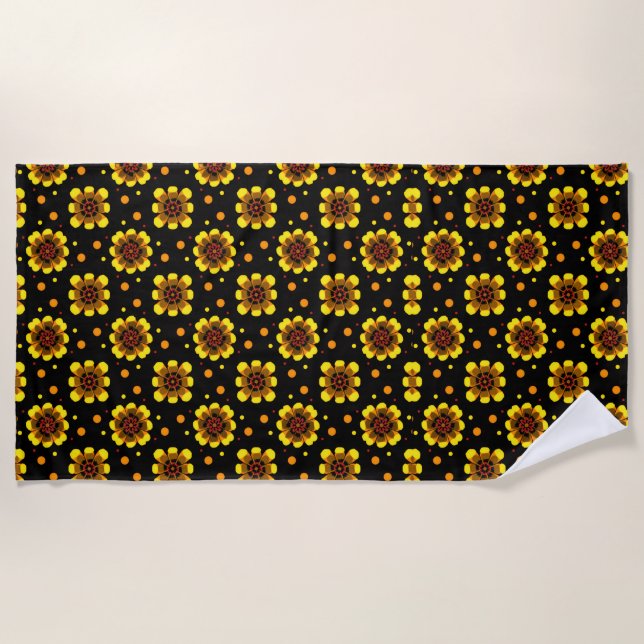 Toalla De Playa Groovy 70s Daisy Flower Power Pattern (Anverso)