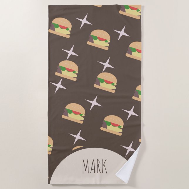 Toalla de playa Groovy Burger Chocolate Nombre (Anverso)
