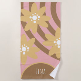 Toalla de playa Groovy Florals Amarillo Marrón Nom