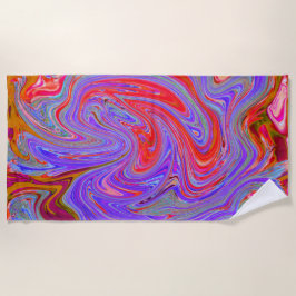 Toalla De Playa Groovy rojo y púrpura Resumen de arte retro