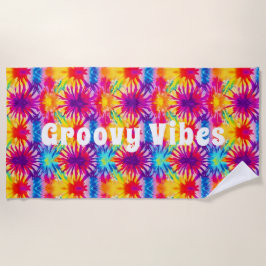 Toalla De Playa Groovy Vibes Tie Dye Personalizable