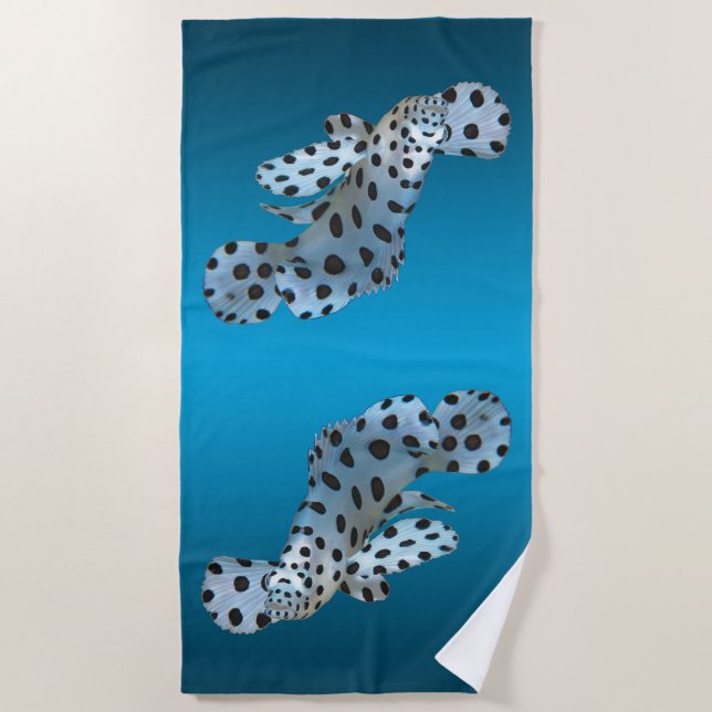 Toalla De Playa Grouper joven - Fondo azul gradiente | (Anverso)
