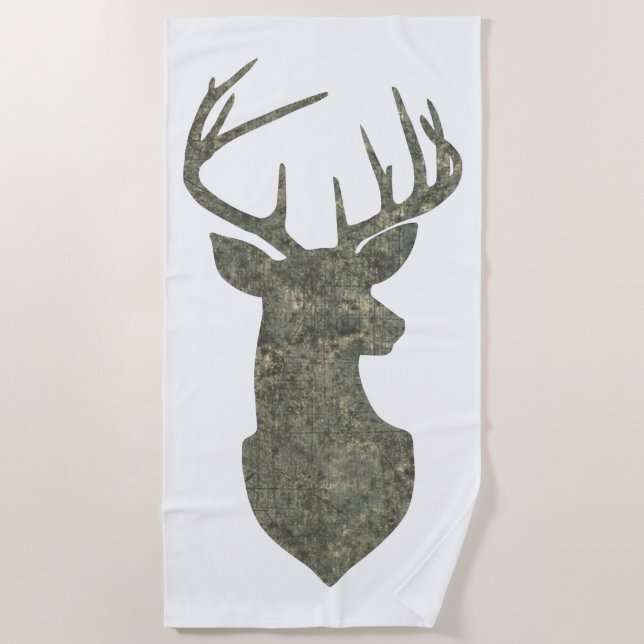 Toalla De Playa Grunge Camo Deer Silhouette (Anverso)