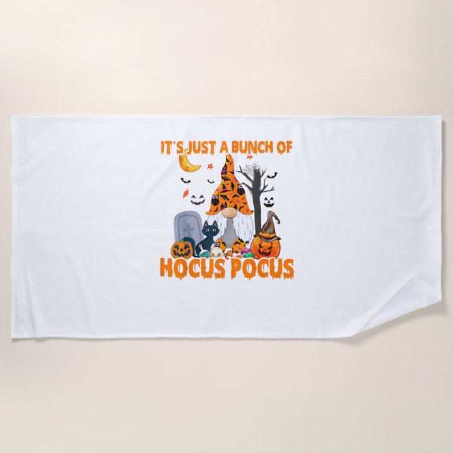 Toalla De Playa Grupo de Hocus Pocus Calabaza Gnome Gato asustado (Anverso)