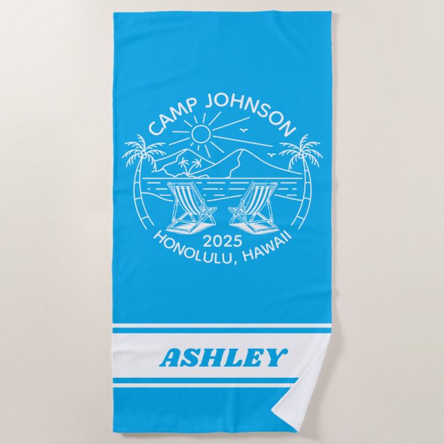 Toalla De Playa Grupo de vacaciones de la familia personalizado (Anverso)
