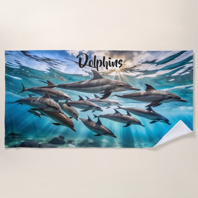 Toalla De Playa Grupos de delfines (Anverso)