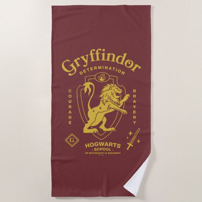 Toalla De Playa GRYFFINDOR™ Determinación Coraje Valentía Escudo (Anverso)