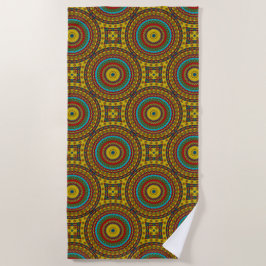 Toalla De Playa Guay Blue Red Yellow Retro Geométrica Ethbal