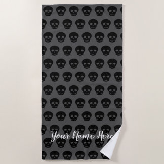 Toalla De Playa Guay Custom Name Black Gray Skull Pattern