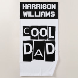 Toalla De Playa Guay Dad Nombre personalizado moderno negro y blan