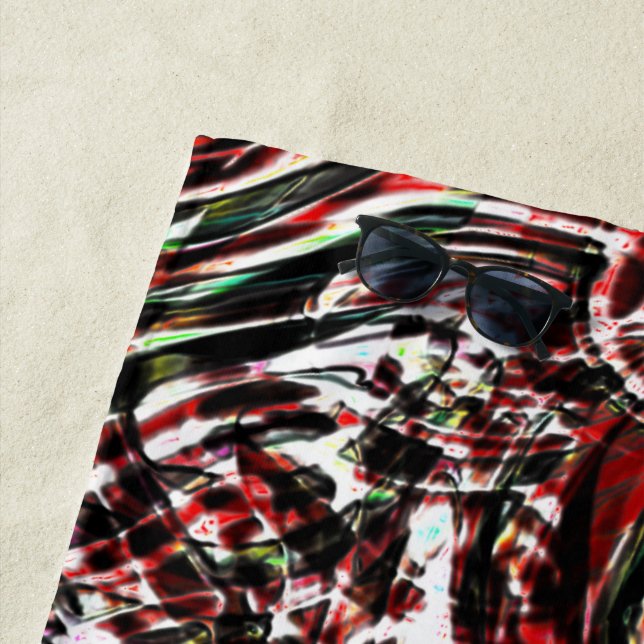 Toalla De Playa Guerra de las franjas de cian verde contra el rojo (In situ)