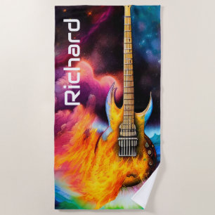 Toalla De Playa Guitarra Eléctrica Flamante