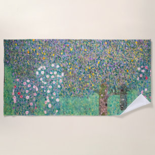 Toalla De Playa Gustav Klimt - Rosebushes bajo los árboles
