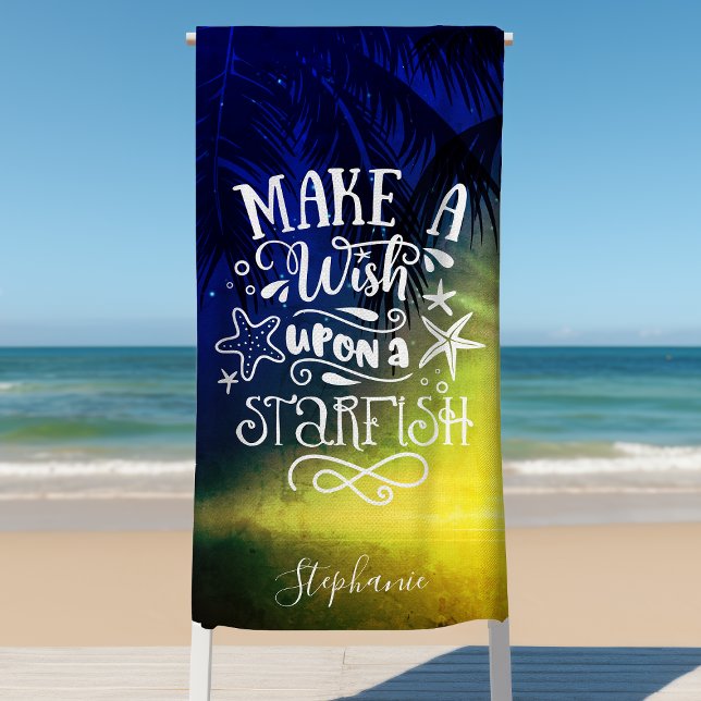 Toalla De Playa Hacer Un Deseo Con Una Cuta De Starfish Personaliz (Subido por el creador)