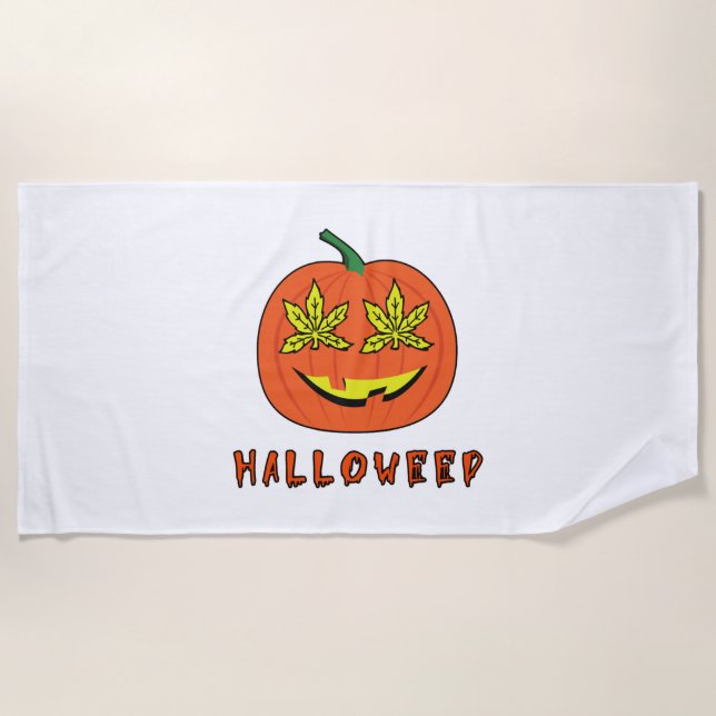 Toalla De Playa Halloweed Funny Hippie Calabaza Halloween (Anverso)