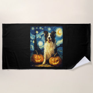 Toalla De Playa Halloween Border Collie Fall Pumpkin