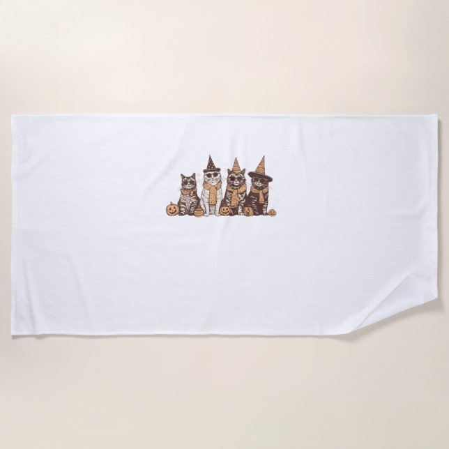 Toalla De Playa Halloween de felina Kitty Halloween Halloween Homb (Anverso)