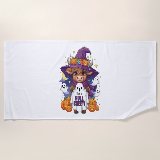 Toalla De Playa Halloween de la vaca de la montaña (Anverso)