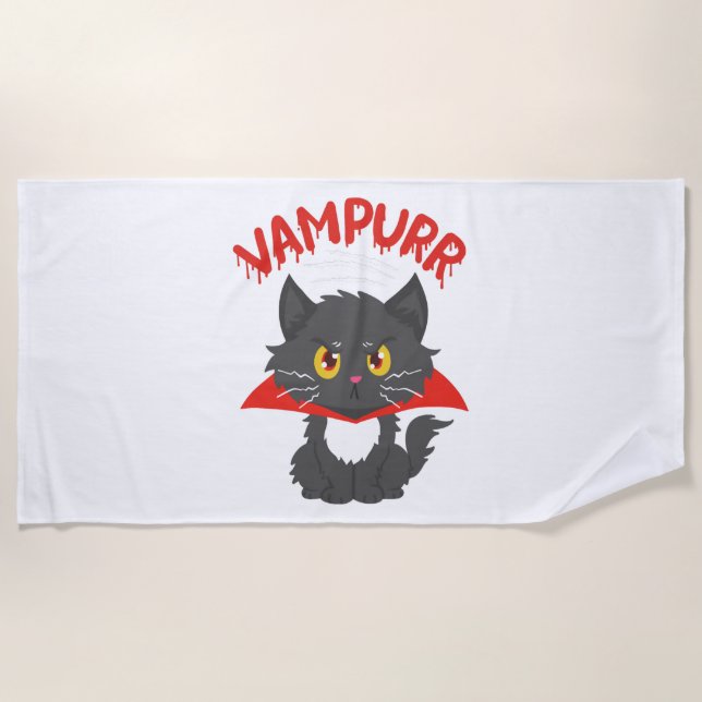 Toalla De Playa Halloween del vampiro del gato (Anverso)