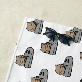 Toalla De Playa Halloween, Fantasma Gris Lindo, Truco o Trato, Buu