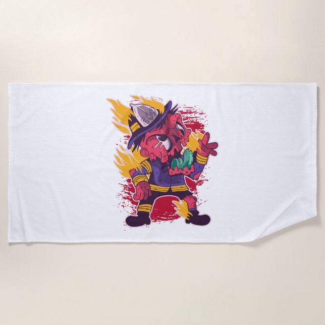 Toalla De Playa Halloween Feliz disfraz de bombero de Halloween (Anverso)