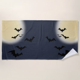 Toalla De Playa Halloween Luna Completa Con Bats