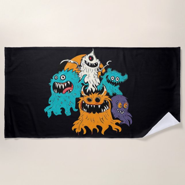 Toalla De Playa Halloween/Monster/Octubre/Otoño (Anverso)