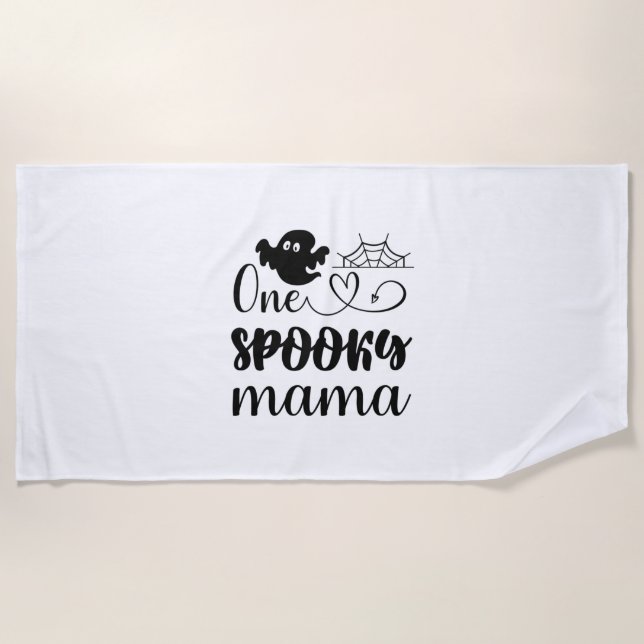 Toalla De Playa Halloween One Spooky Mama Birthday (Anverso)