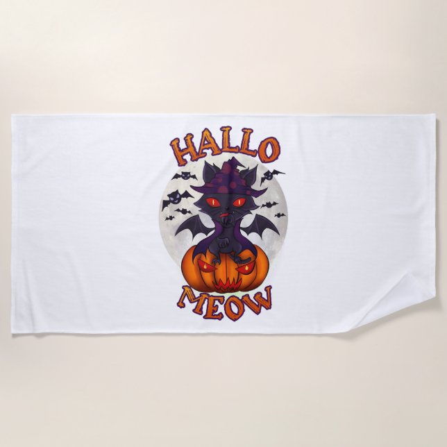 Toalla De Playa Halloween Pumpkin Catoween (Anverso)