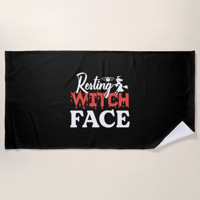 Toalla De Playa Halloween Resting Witch Factura Cumpleaños (Anverso)