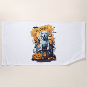 TOALLA DE PLAYA HALLOWEEN Y PERRO