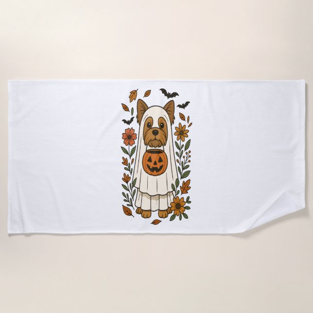 Toalla De Playa Halloween Yorkshire Terrier Floween (Anverso)