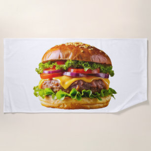 Toalla De Playa Hamburguesa con queso apetitosa de SlipperyJoe cru