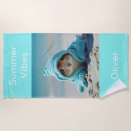 Toalla De Playa Hamster suave en la playa - Turquesa de verano